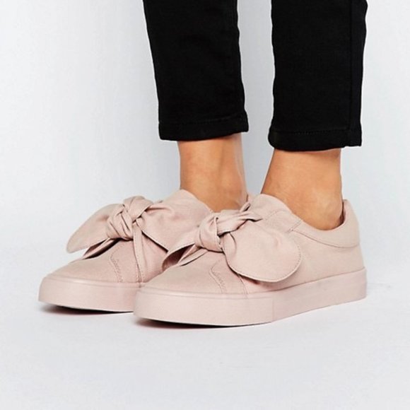 ASOS Shoes - ASOS Blush Canvas Sneakers with Bow
